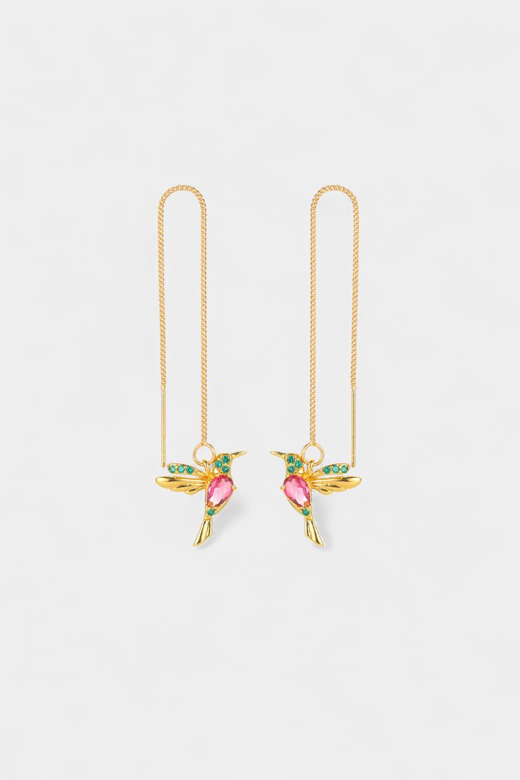 Pendientes de pájaro con circonitas surtidas
