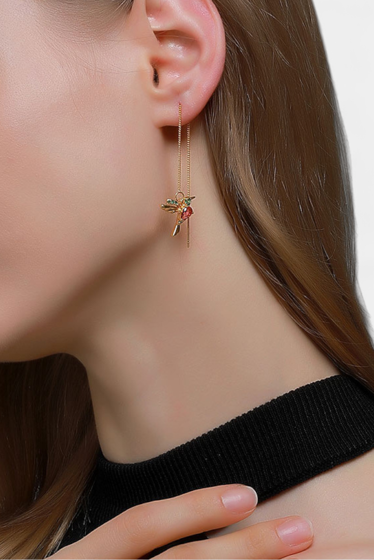 Pendientes de pájaro con circonitas surtidas