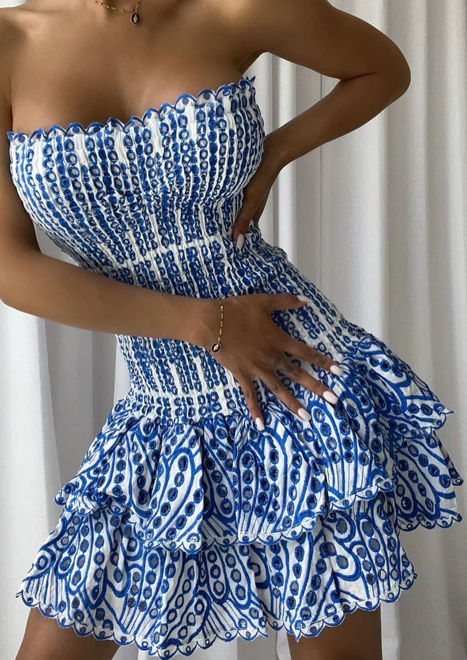 Chérie Vestido - Azul Bordado