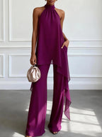Viola | Elegante traje de cuello halter con pantalón