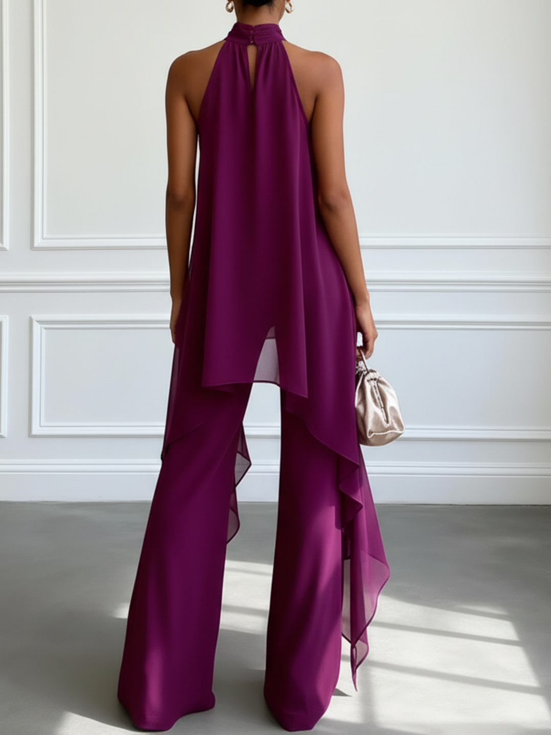 Viola | Elegante traje de cuello halter con pantalón