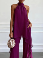 Viola | Elegante traje de cuello halter con pantalón