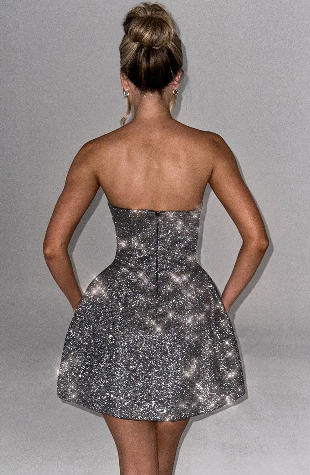 Alicia Vestido Mini- Gris Brilante