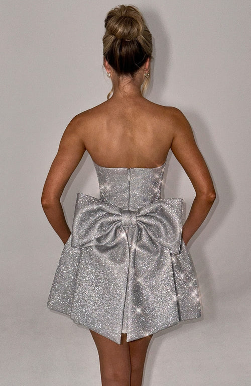 Alicia Vestido Mini - Plata Brillante