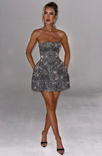 Alicia Vestido Mini- Gris Brilante