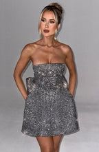 Alicia Vestido Mini- Gris Brilante