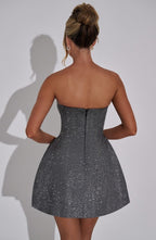 Alicia Vestido Mini- Gris Brilante