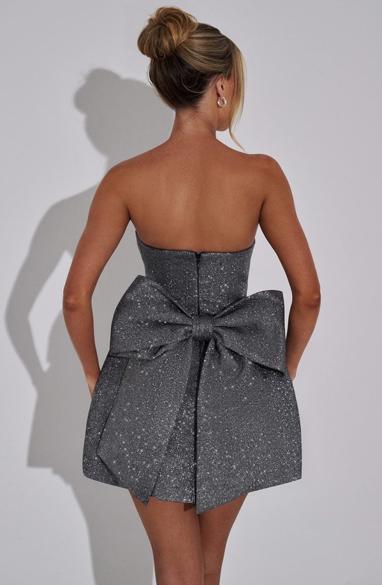 Alicia Vestido Mini- Gris Brilante