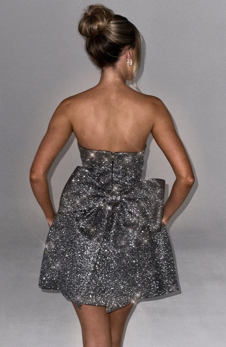 Alicia Vestido Mini- Gris Brilante