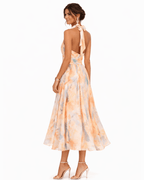Aurora | Vestido con cuello halter y estampado de acuarela - SERELYA STUDIO
