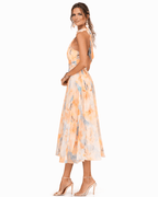 Aurora | Vestido con cuello halter y estampado de acuarela - SERELYA STUDIO