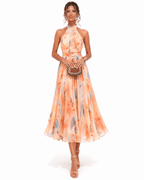 Aurora | Vestido con cuello halter y estampado de acuarela - SERELYA STUDIO