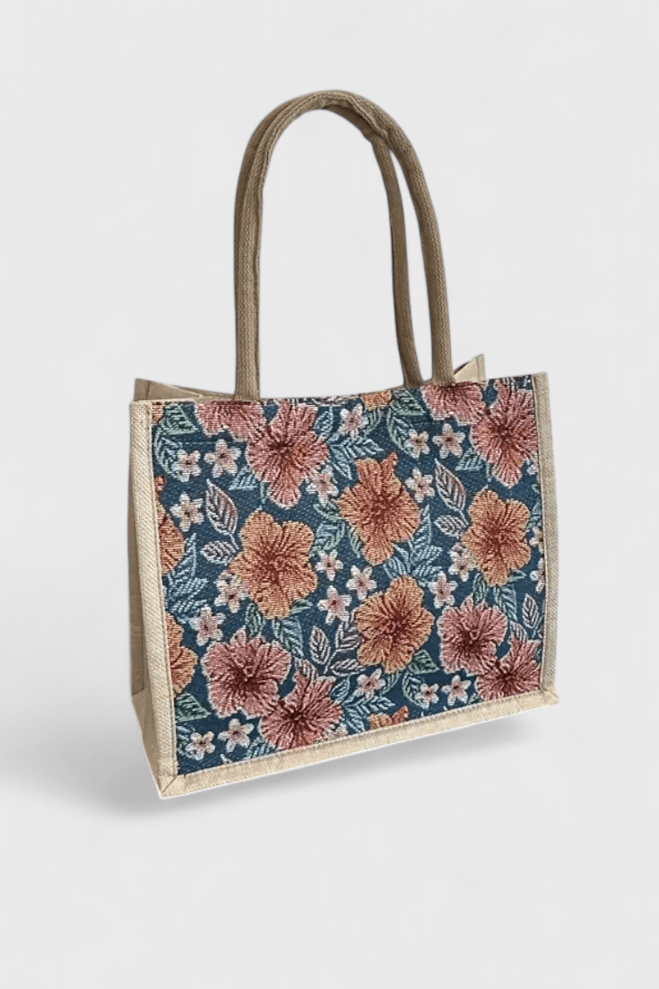 Bolsa de Yute Ecológica con Estampado Floral