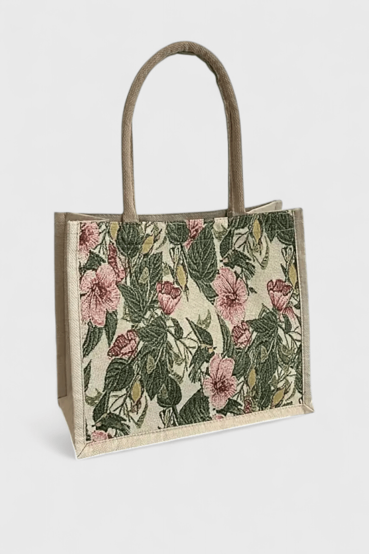 Bolsa de Yute Ecológica con Estampado Floral