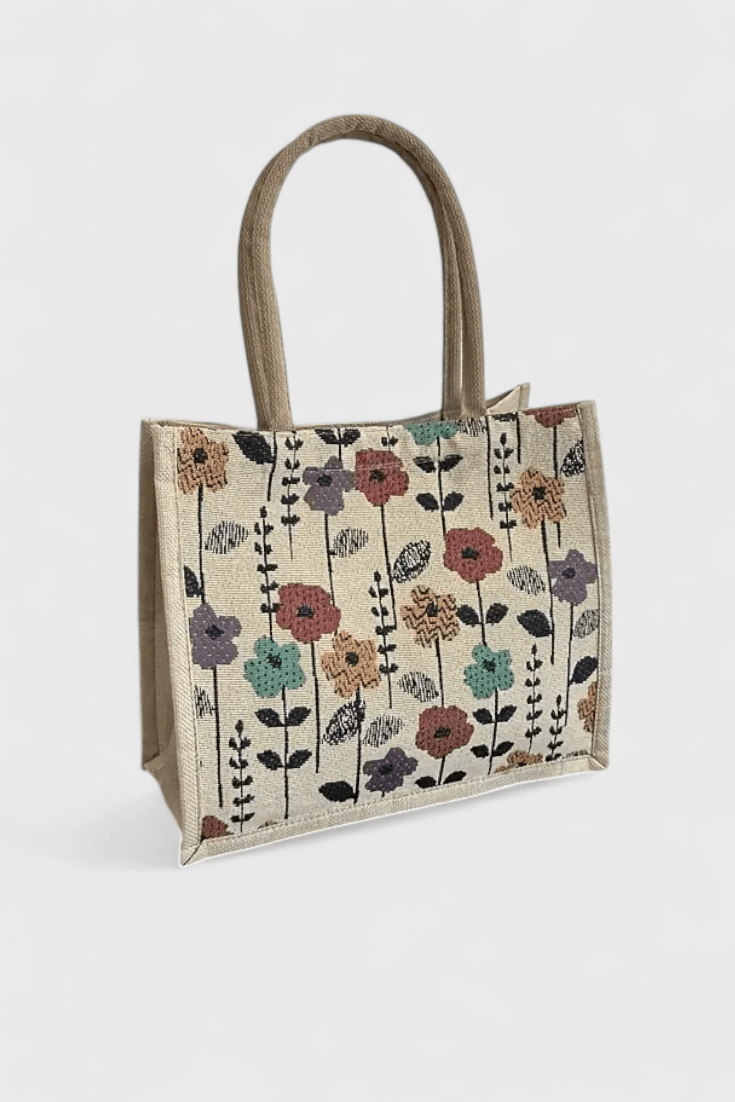 Bolsa de Yute Ecológica con Estampado Floral