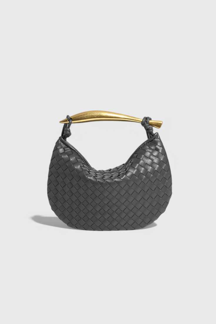 Bolso Woven Gerda con Asa Dorada