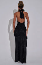 Camille Vestido Largo - Brillo Negro