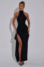 Camille Vestido Largo - Brillo Negro