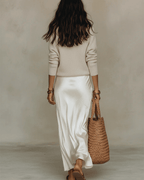 Elena | Vestido midi de satén con suéter incluido. - SERELYA STUDIO