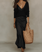 Elena | Vestido midi de satén con suéter incluido. - SERELYA STUDIO