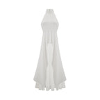 Inés - Vestido largo de capas con cuello halter - Serelya Studio