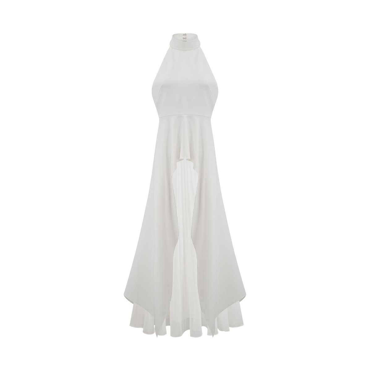 Inés - Vestido largo de capas con cuello halter - Serelya Studio