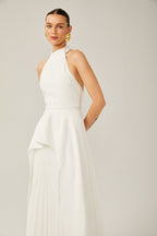 Inés - Vestido largo de capas con cuello halter - Serelya Studio