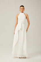 Inés - Vestido largo de capas con cuello halter - Serelya Studio