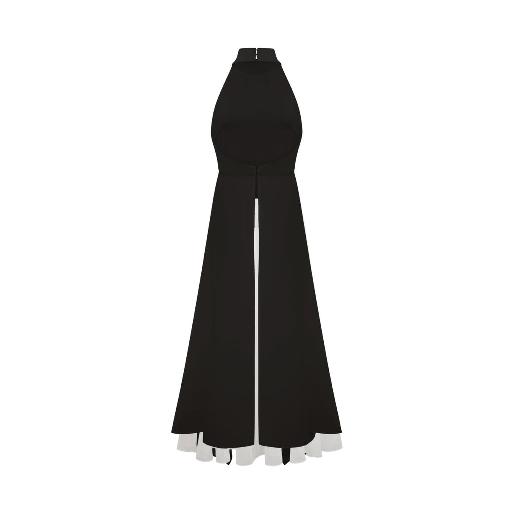 Inés - Vestido largo de capas con cuello halter - Serelya Studio