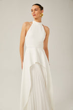 Inés - Vestido largo de capas con cuello halter - Serelya Studio