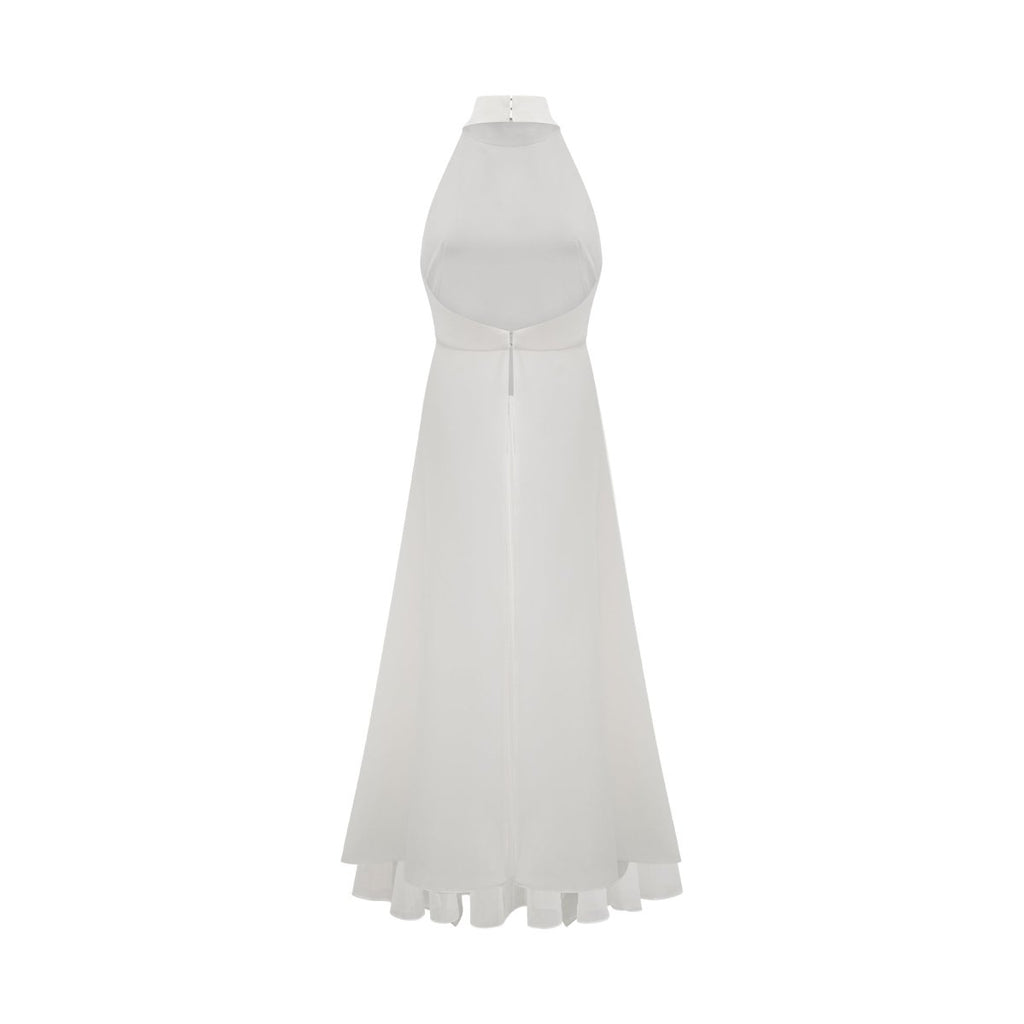 Inés - Vestido largo de capas con cuello halter - Serelya Studio