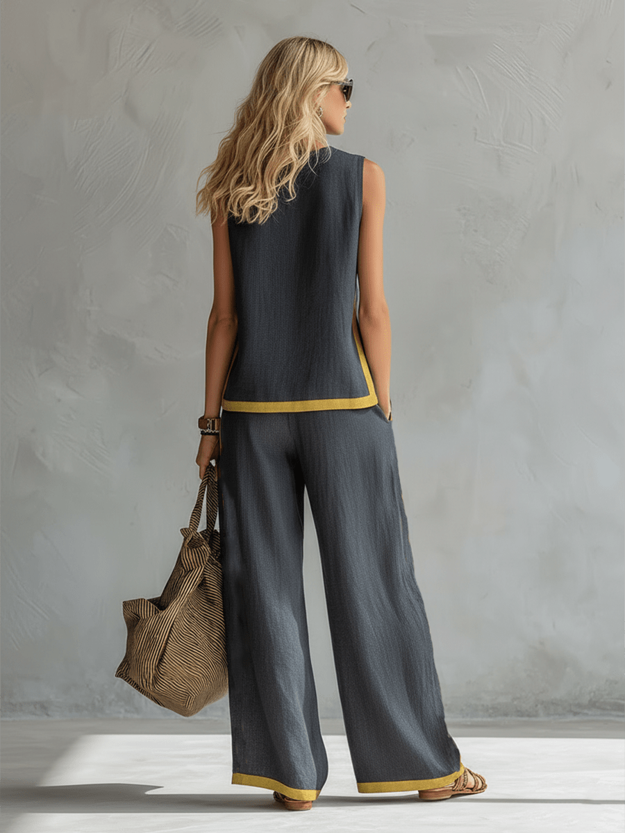 Leila | Elegante traje de algodón y lino - SERELYA STUDIO