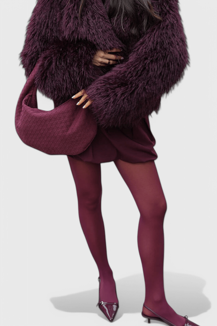 Lila Bolso Mediano Tejido con Detalle de Nudo