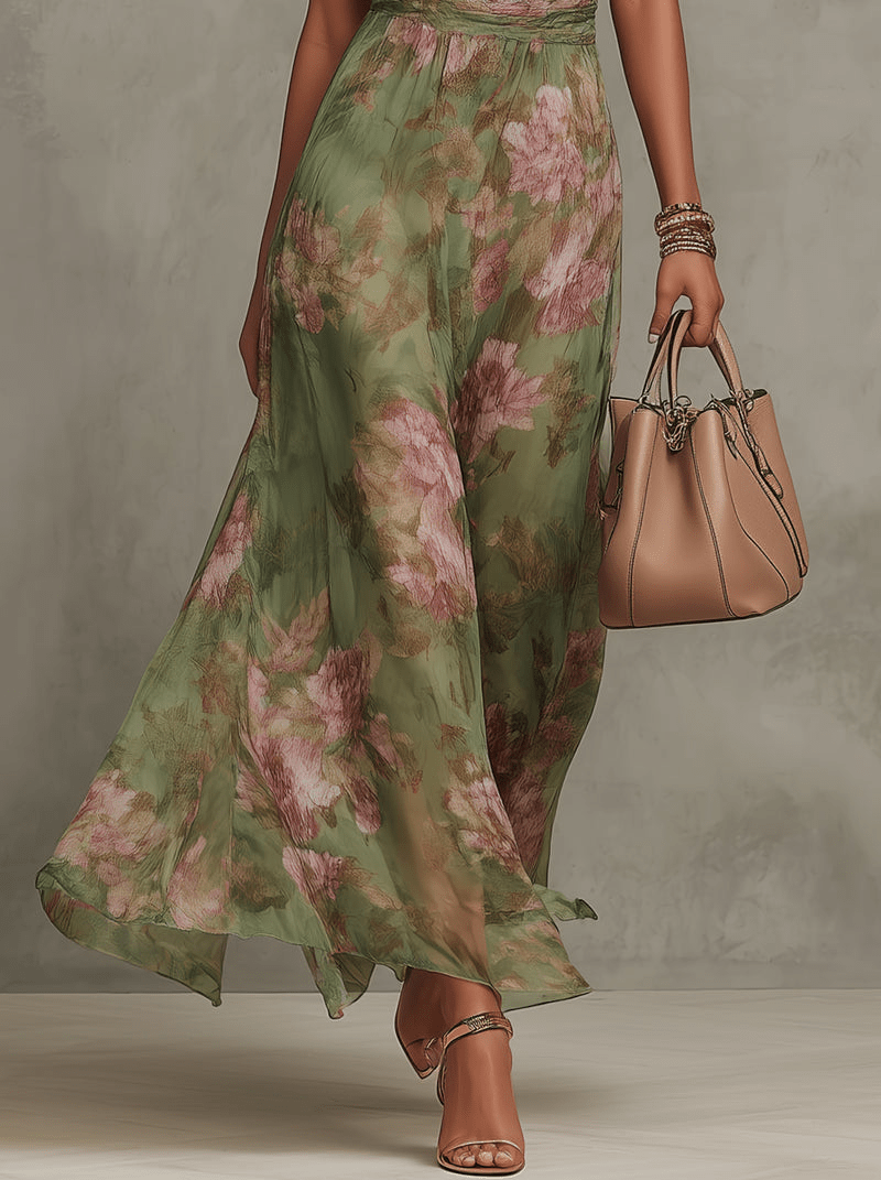 Livia | Elegante vestido largo con estampado floral - SERELYA STUDIO