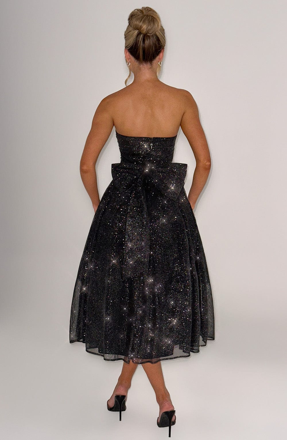 Melissa Vestido Midi - Brillo Negro