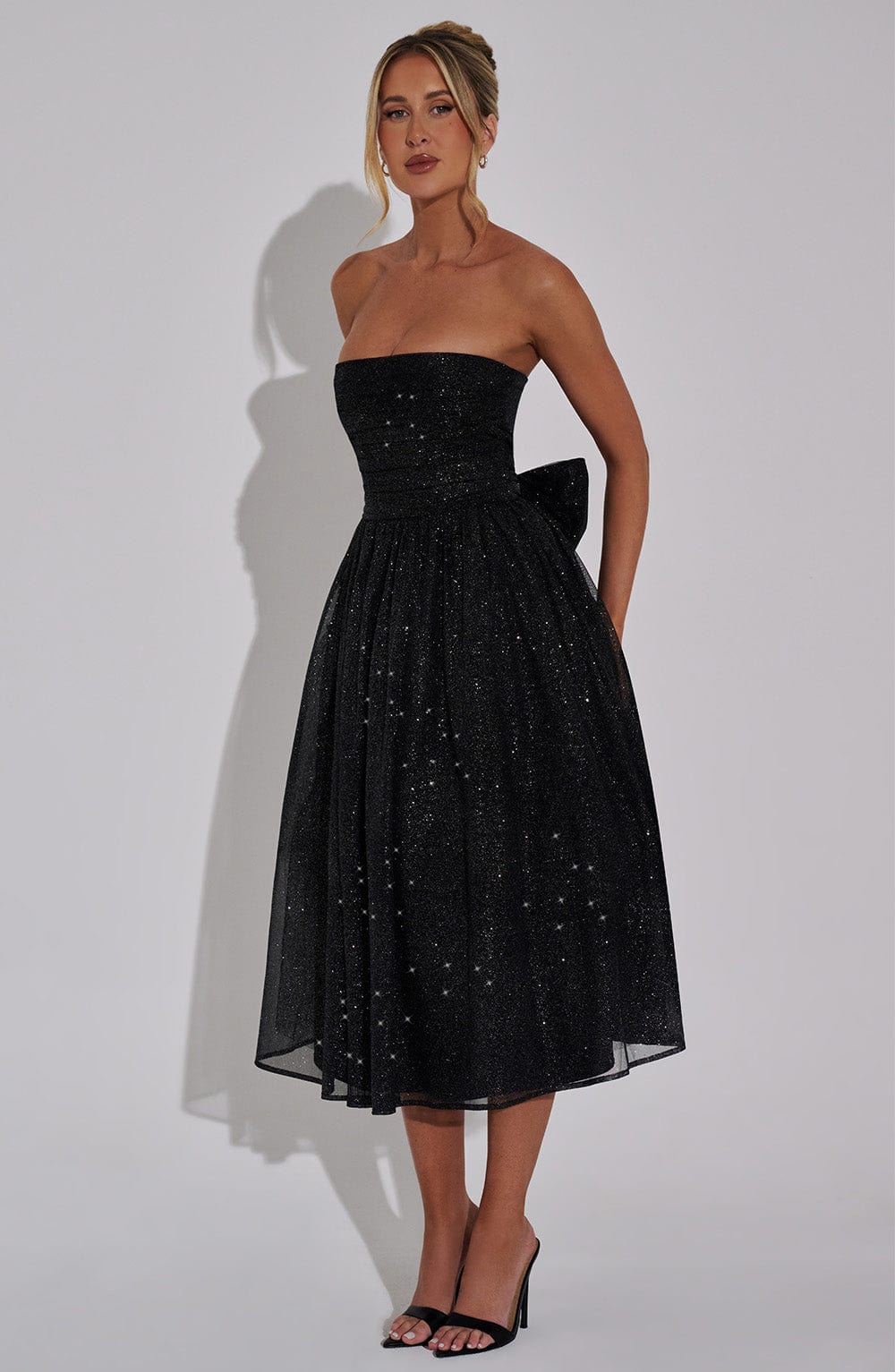 Melissa Vestido Midi - Brillo Negro