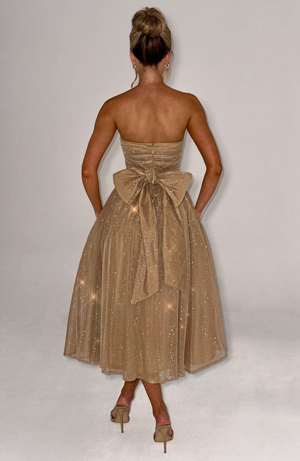Melissa Vestido Midi - Brillo Dorado