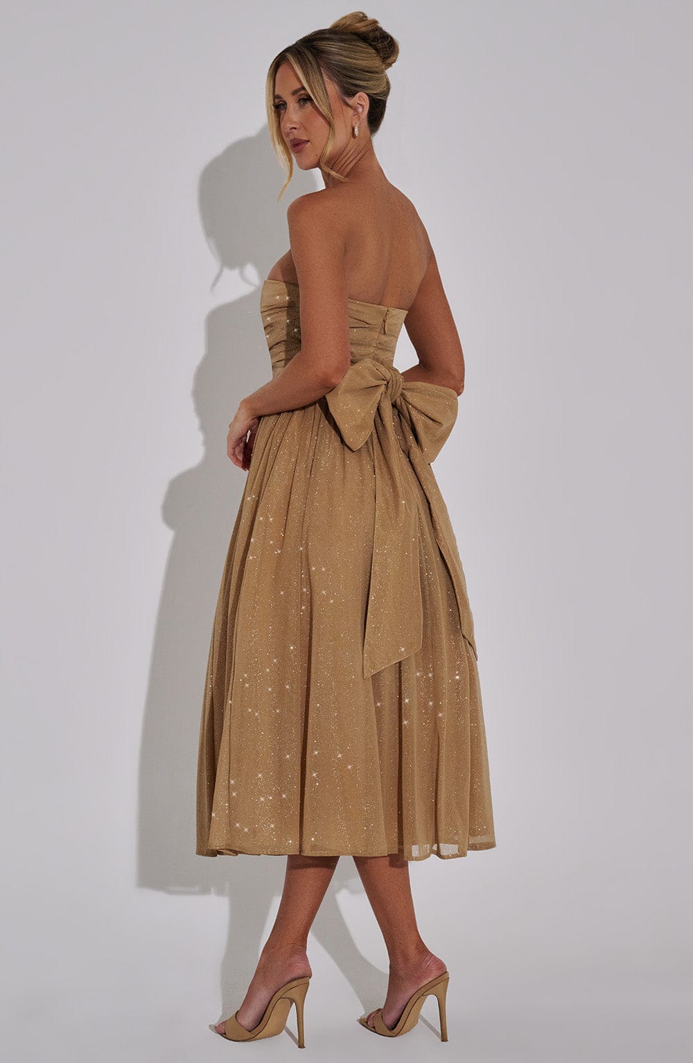 Melissa Vestido Midi - Brillo Dorado