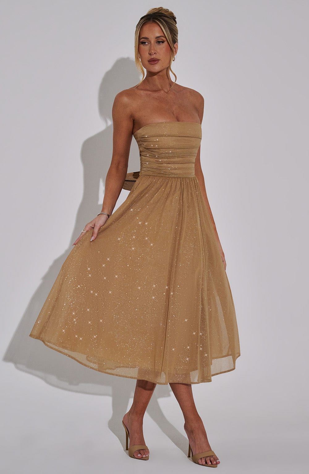 Melissa Vestido Midi - Brillo Dorado
