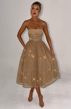 Melissa Vestido Midi - Brillo Dorado