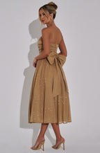 Melissa Vestido Midi - Brillo Dorado