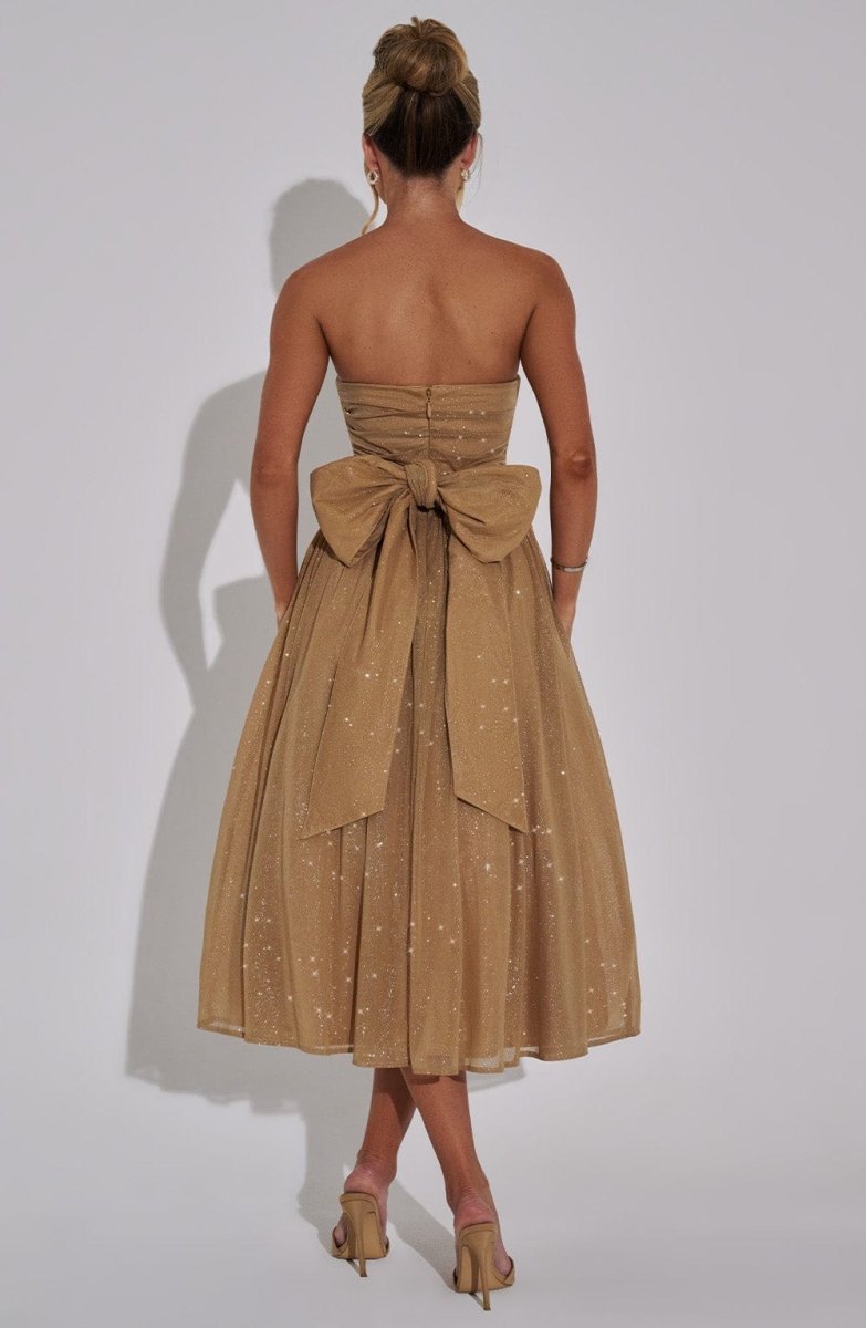 Melissa Vestido Midi - Brillo Dorado