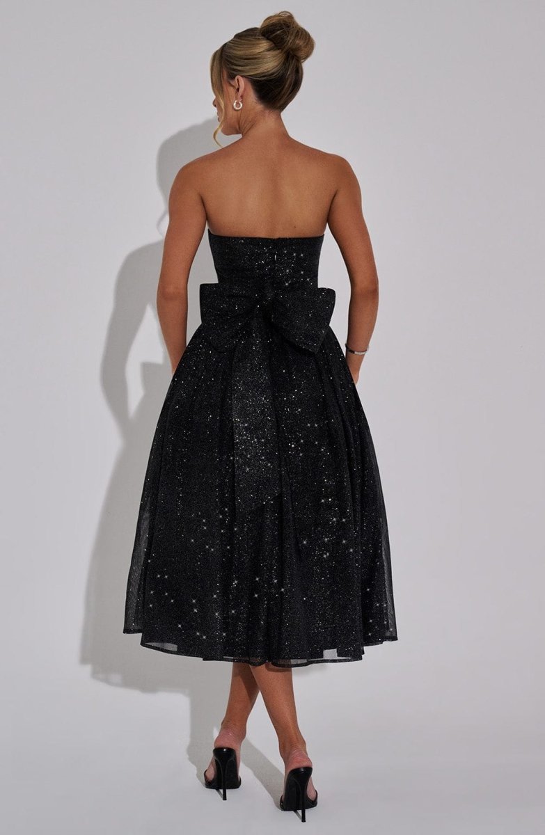 Melissa Vestido Midi - Brillo Negro