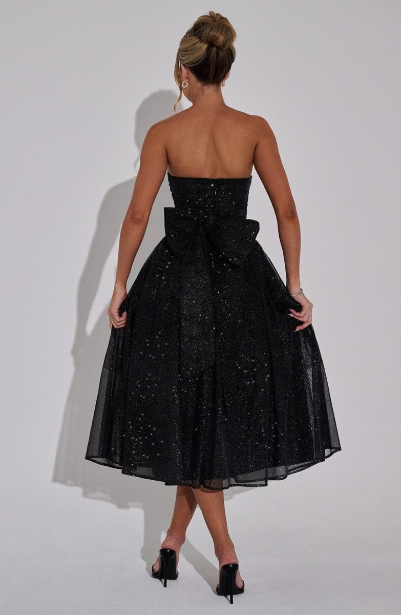 Melissa Vestido Midi - Brillo Negro
