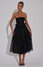 Melissa Vestido Midi - Brillo Negro