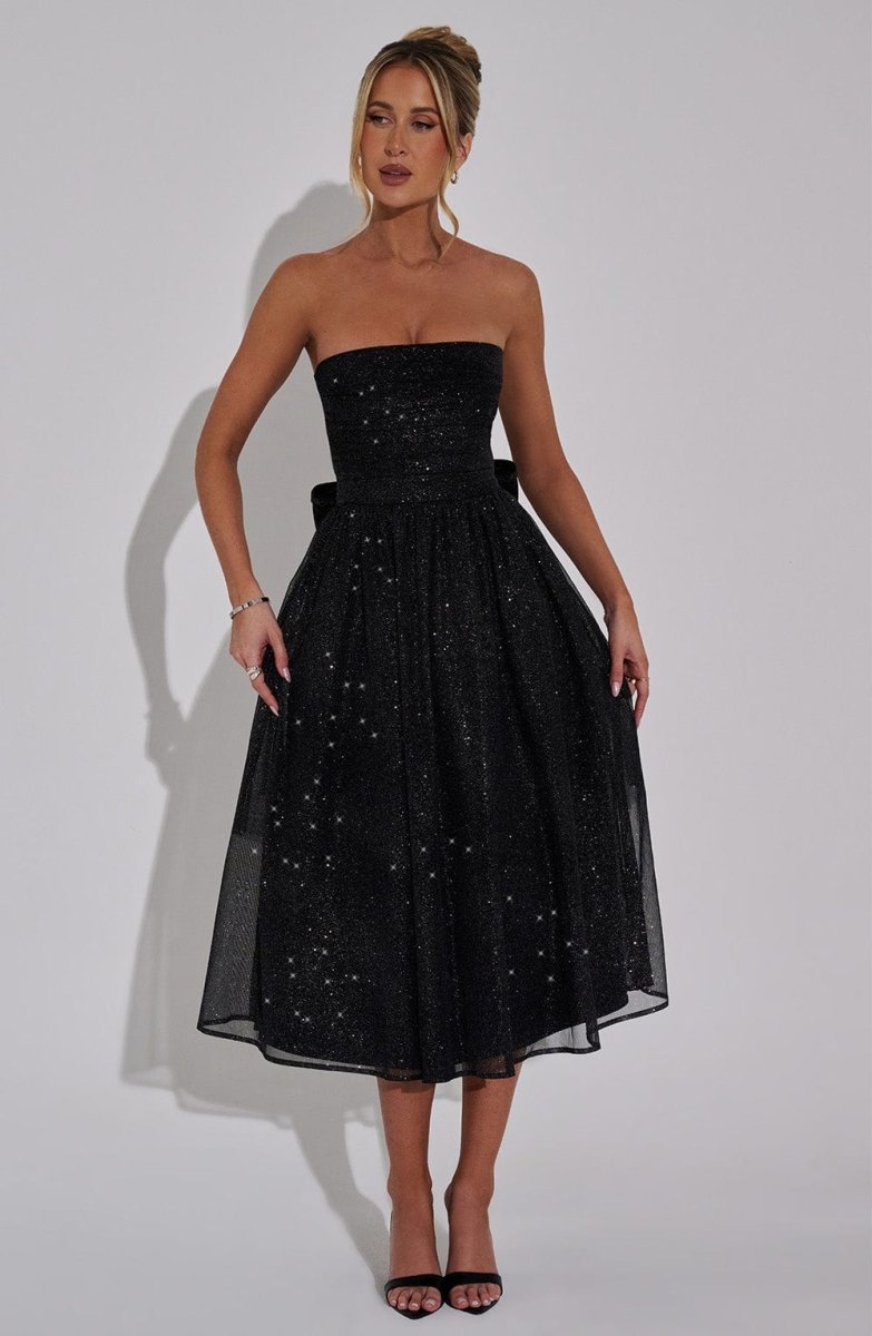 Melissa Vestido Midi - Brillo Negro