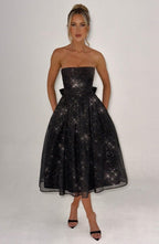Melissa Vestido Midi - Brillo Negro