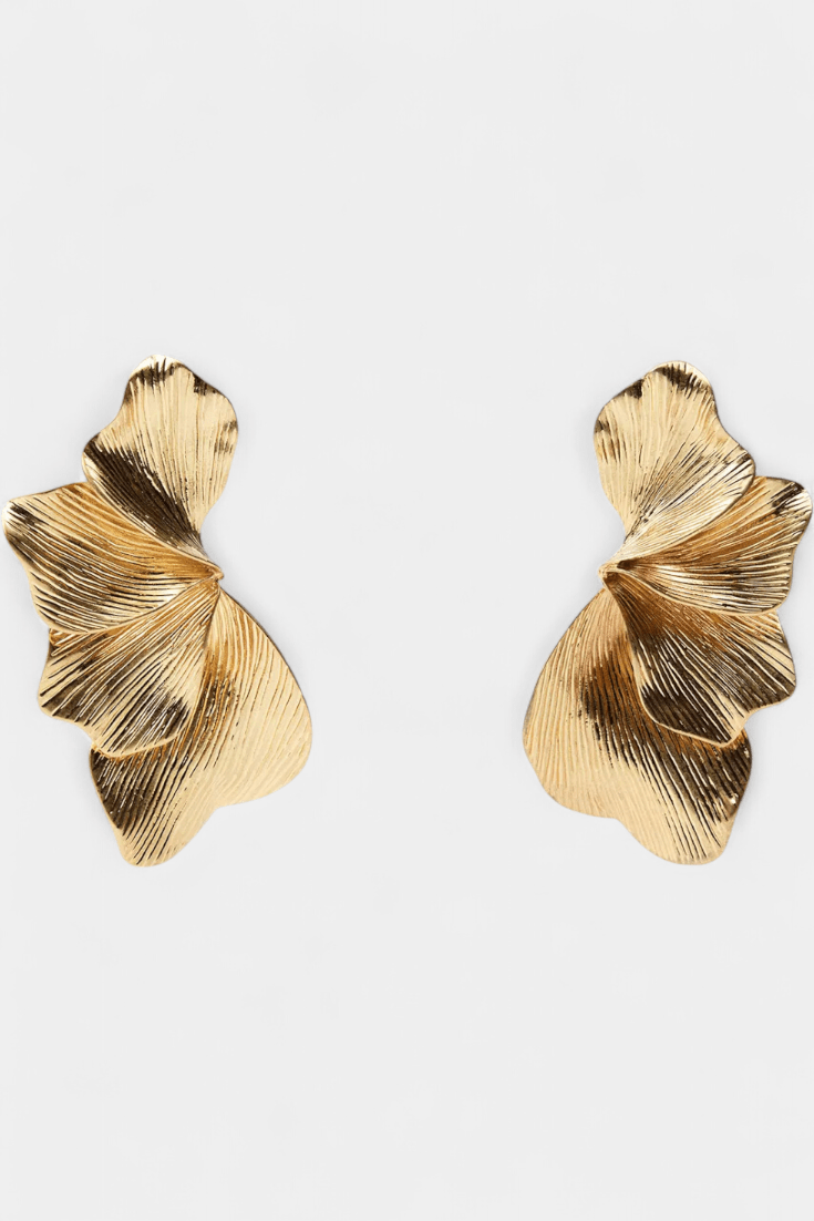 Pendientes Colgantes de Hoja en Metal Texturizado