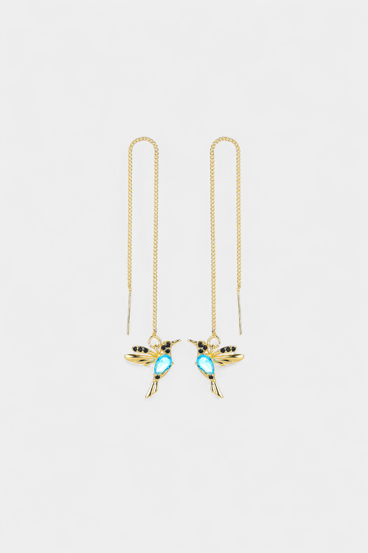 Pendientes de pájaro con circonitas surtidas