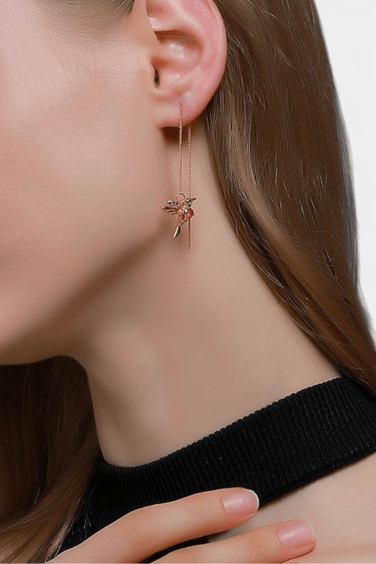 Pendientes de pájaro con circonitas surtidas